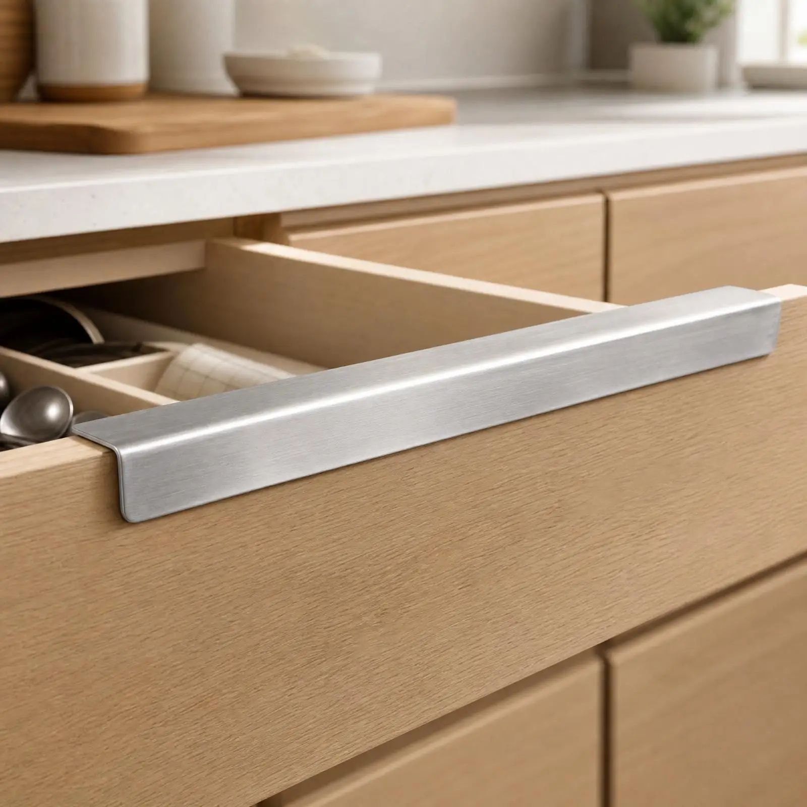 2 Pieces 304 Stainless Steel Drawer Edge Protector Brushed Silver Stainless Steel Cabinet Edge Protector Scratch-Resistant