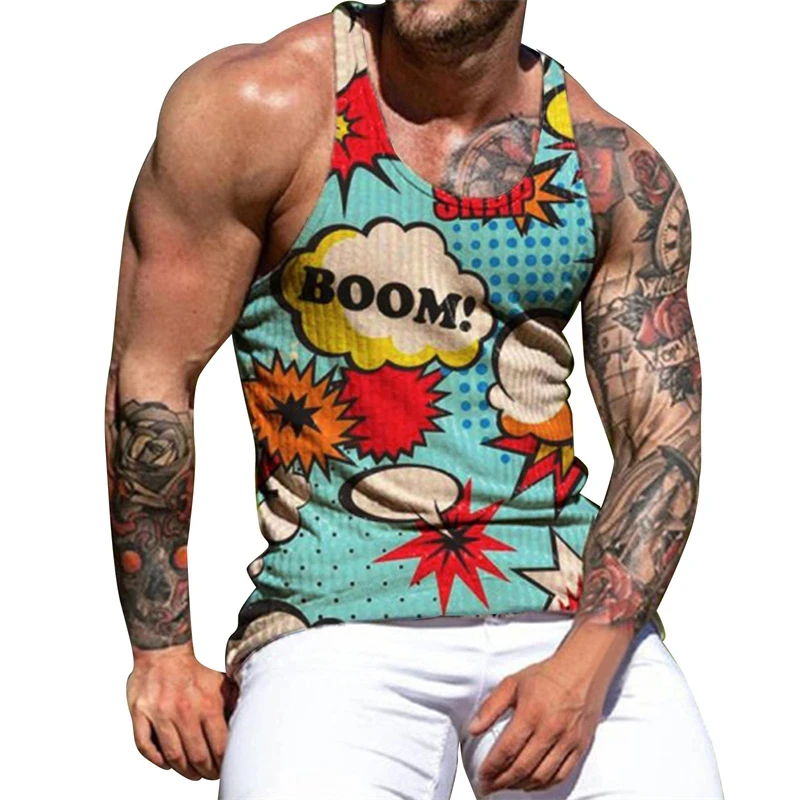 Man Simple Comfortable Tank Tops 3D Printing Vest Summer Fashion Leisure O Neck Male Clothing Leopard Print Sleeveless T-shirt