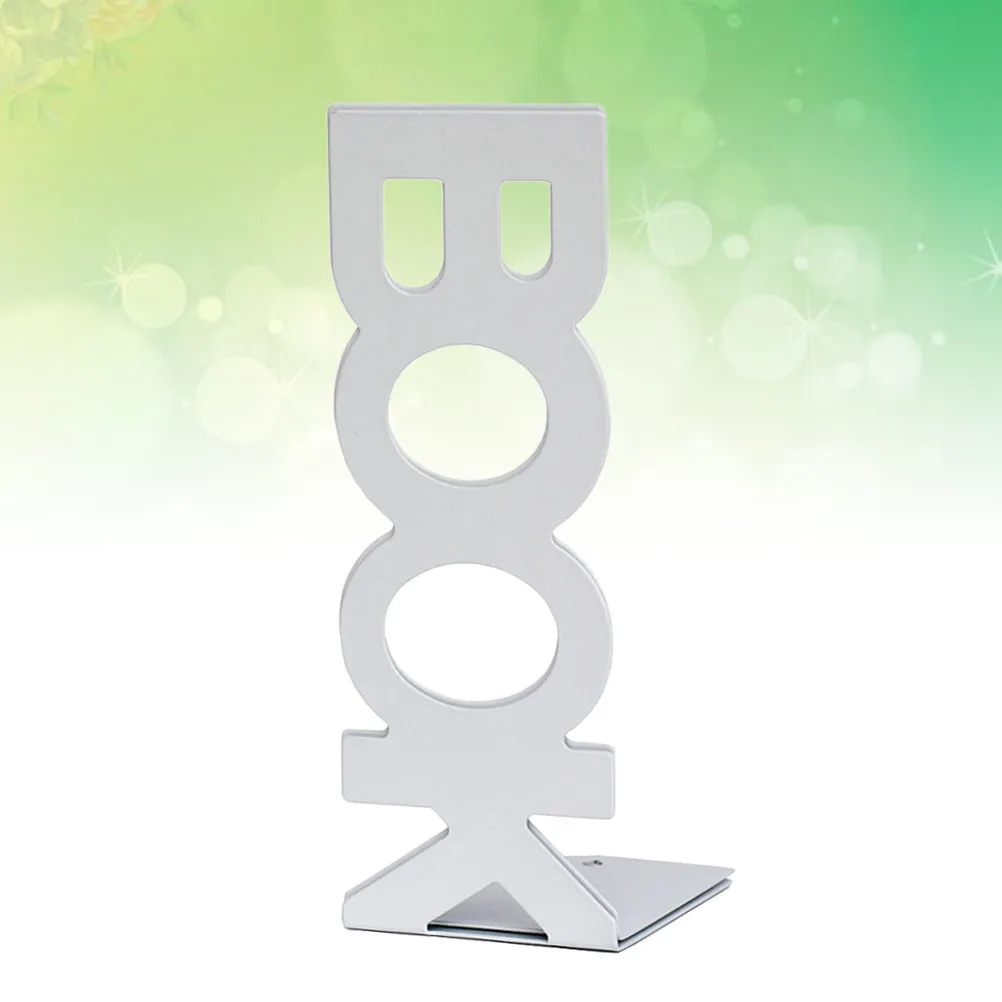 208Mm White Retro Metal Bookends Set Sturdy Anti-Rust Book Holders for Home Library Study Creative Organiser Stationery Decor