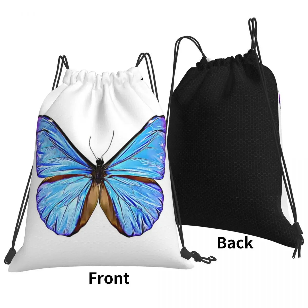 Mochilas Borboleta Colorida, Casual Portátil Drawstring Sacos, Bundle Pocket, Sports Bag, Book Bag, Viagem, Estudantes