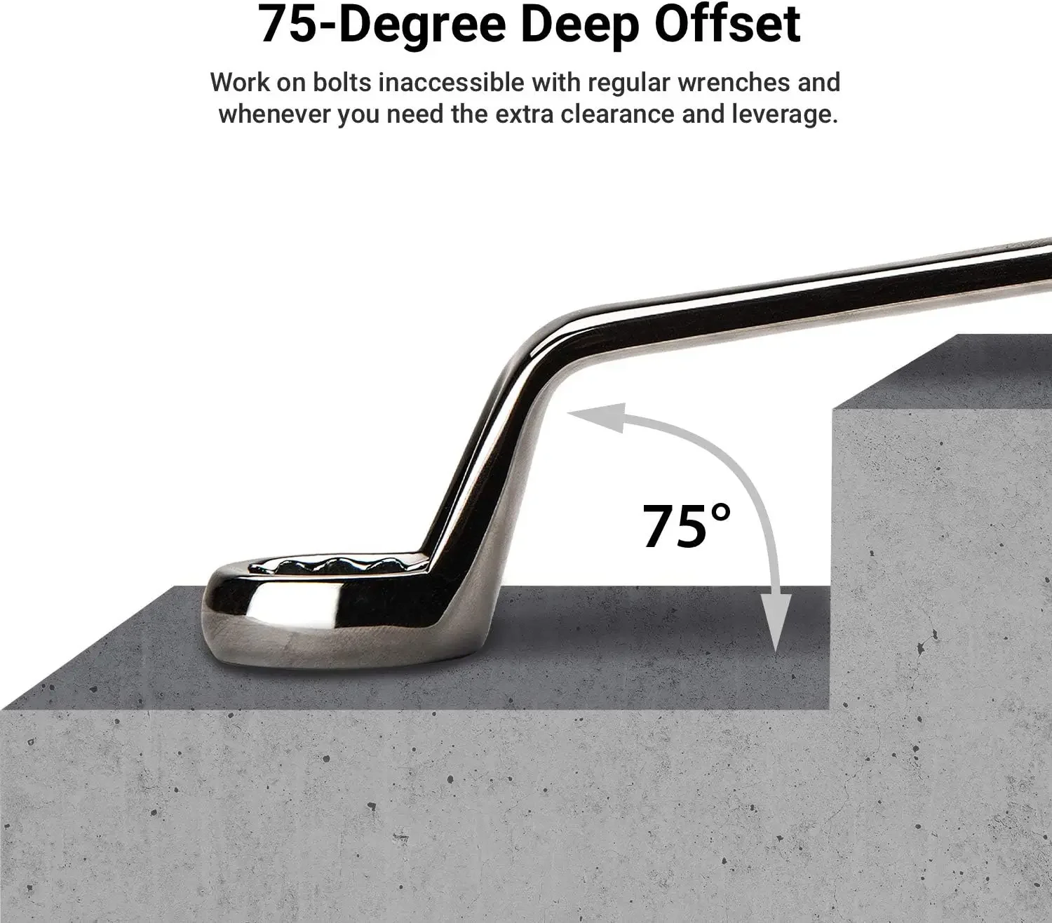 NEW.75-Degree Deep Offset Double Box End Wrench Set, 6 to 24 mm, Metric, 10-Piece with Mechanic's Tray