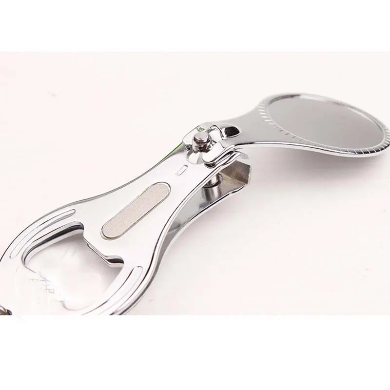1Pc Round Stainless Steel Big Large Heavy Duty Keychain Finger Toe Nail Beauty Care Tool Cutter Trimmer Clipper With Beer Opener