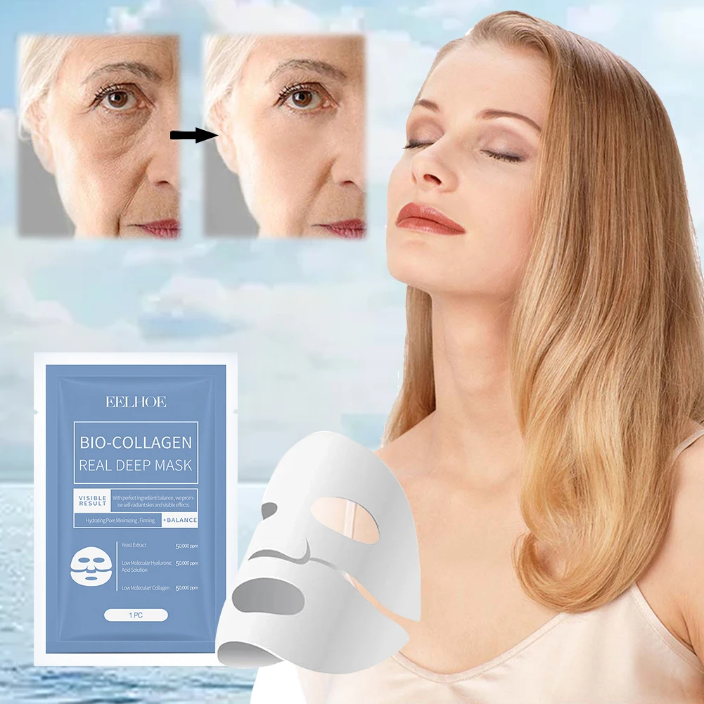 Bio-Collagen Real Deep Mask Przeciwzmarszczkowa maska liftingująca z hydrolizowaną kolagenową nawilżającą maskę na twarz dla kobiet i mężczyzn