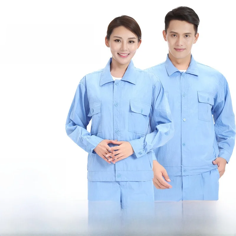 Lightweight Summer Long Sleeve Work Uniforms Washed Fabric Comfortable Breathable Men Women Labor Protection Clothing Printed