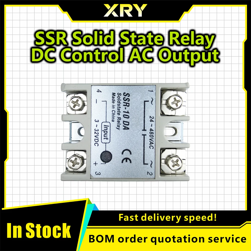 XRY Solid State Relay 10A 25A 40A single phase Module 3-32V Input DC 24-380V AC Output High Quality SSR-10DA SSR-25DA SSR-40DA