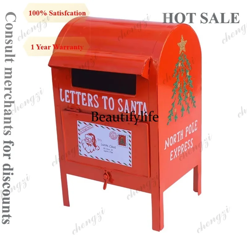 81 Christmas Holiday Mailbox Wooden House Santa Express Xmas Decoration For Front Door Farmhouse Yard Party Outside Decor