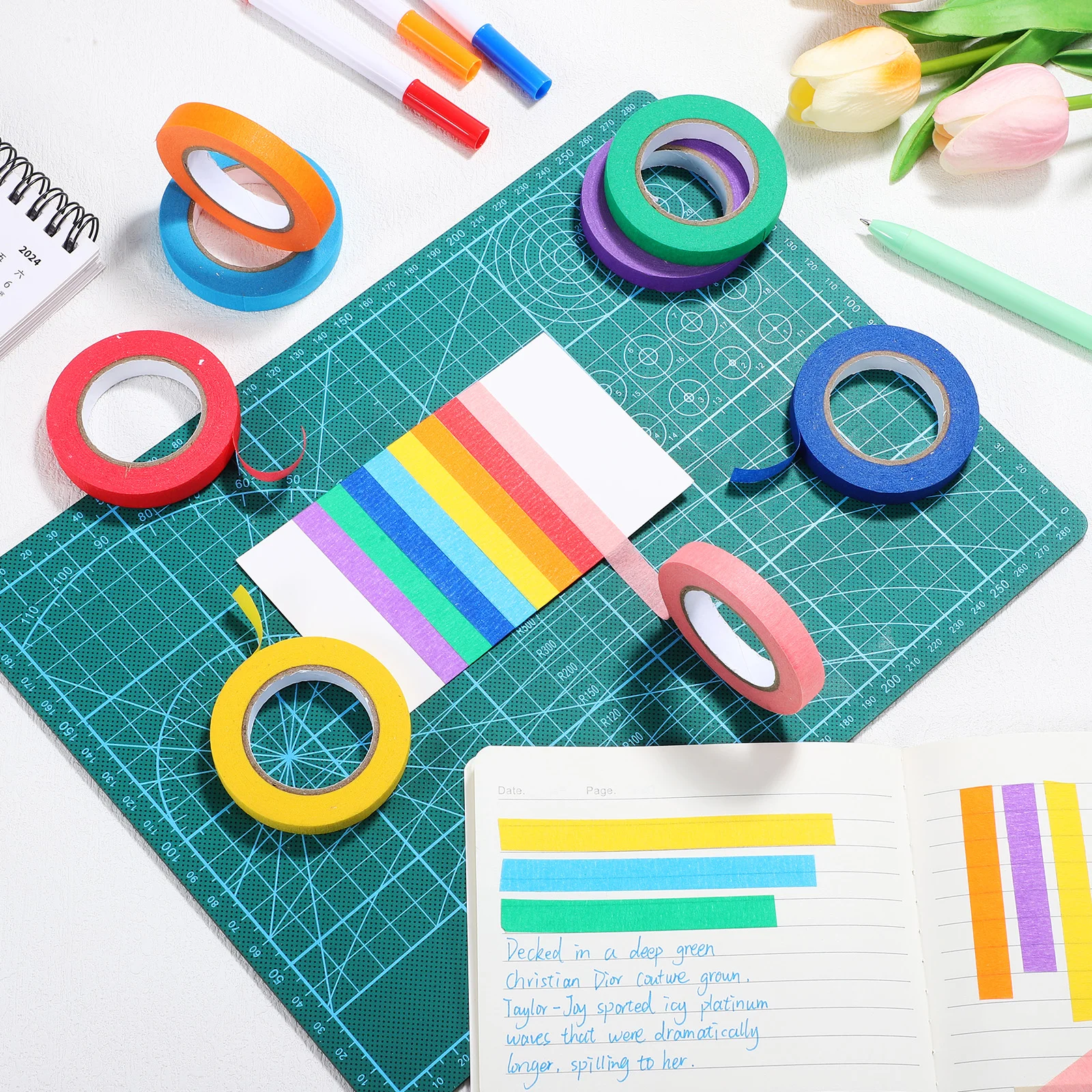 

8 Rolls Colorful Masking Tapes 10MMx13M DIY Decorative Painters Tape Colored Crepe Paper Versatile Use Wall Tools Rich Colors
