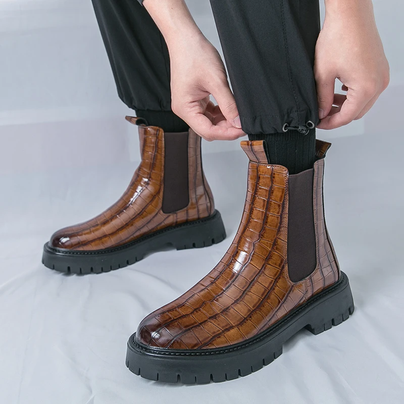 

British-style riding boots for men business fashion versatile high-top sleeve Chelsea ankle boots casual boots for men