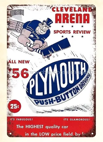 1955 hockey Barons-Pittsburgh Hornets metal tin sign wall hanging art