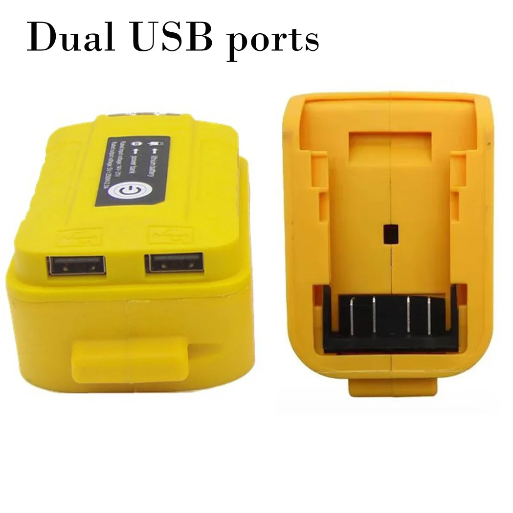 1pc Battery Adapter With Light For Dewalt For DCB203 For DCB200 18V Lithium Battery Adapter Dual USB Converter Power Tools