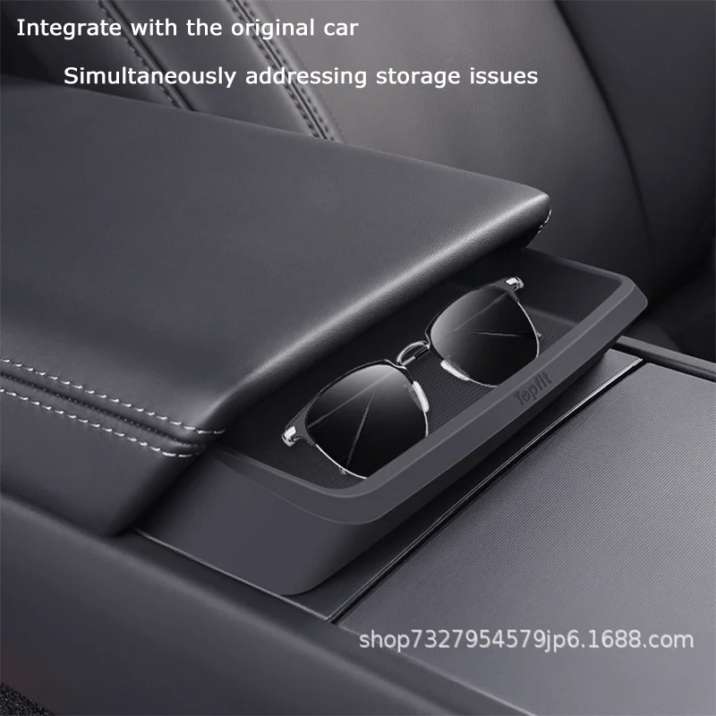 

For Model 3 Highland 2024 Car Center Console Armrest Storage Box For Tesla Model Y Juniper 2025 Eyeglasses Case Armrest Tray