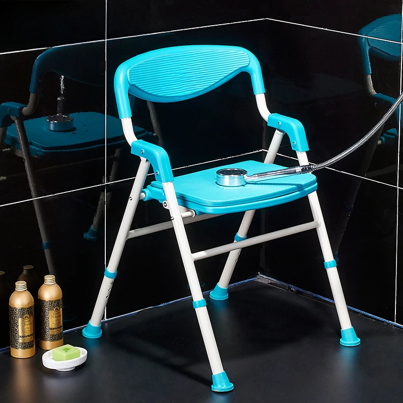 

Aluminum alloy folding bathroom shower chair for the elderly, shower chair for pregnant women, non slip armrest, adjustable