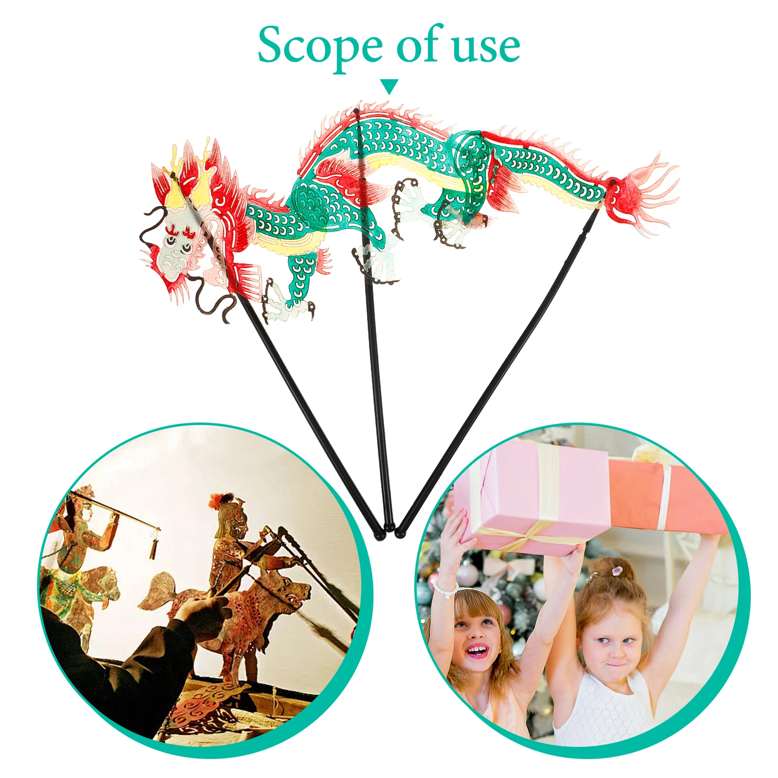 Retro Shadow Puppet Props Mini Hand Dancing Game Craft Kits Stick Style Qinglong Fine Workmanship Traditional Chinese Toy Hand