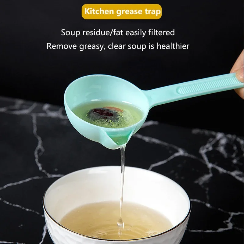 1PC Drink Soup Filter Oil Separation Spoon Kitchen Household Filter Oil Skimmer Artifact Oil Soup Separation