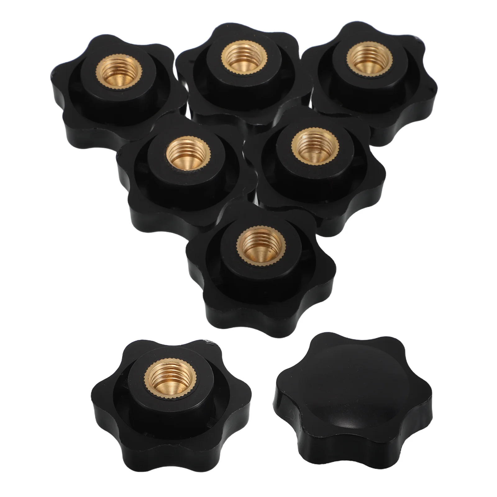 8 шт., ручка со звездой, цветочная ручка с резьбой, прочный полый вал, гайка, черный пластиковый чехол для мебели, станков, автомобилей