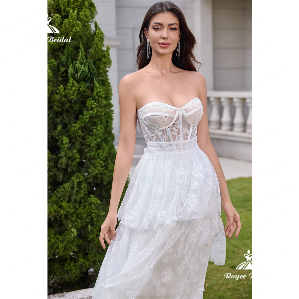 Роскошное Свадебное платье без бретелек Roycebridal 2025 кружевное свадебное платье со шлейфом платье для вечеринки לותתתתתففراراراراراراراراراراراراراراراblanc blanc