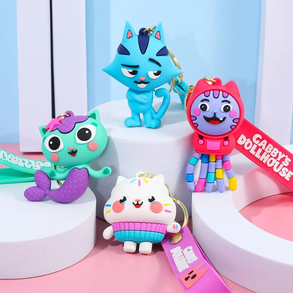 Novo Chaveiro Modelo de Boneca Gabby Dollhouse para Enfeite de Bolsa, Bonecas de Gato Sereia, Presentes de Halloween, Natal e Aniversário