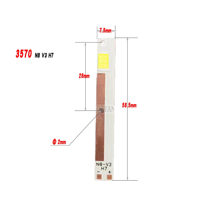 LED car light beads 55mil 6 chip white 3570 double-sided light-emitting single LED beads 30W H4 H7 near and far integrated