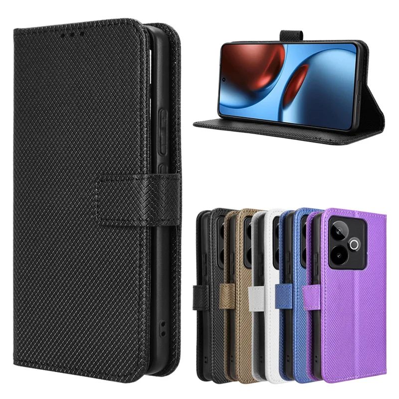 For OPPO Realme GT7 5G Luxury Flip Diamond Pattern lanyard Business Wallet Case Leather for OPPO Realme GT7 5G Phone Case
