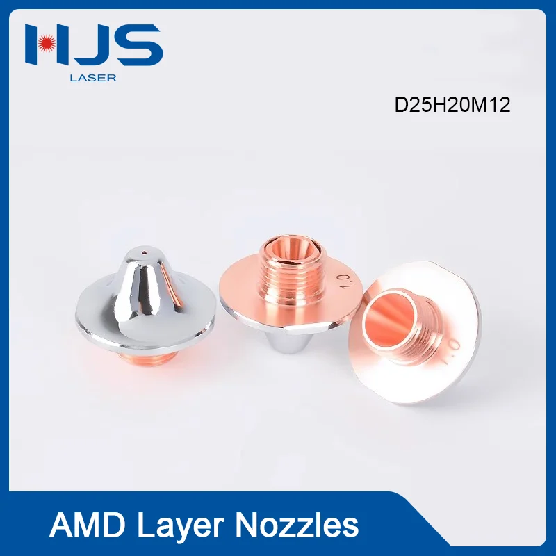 HJS Laser Carbon Steel Cutting Laser Single Double Layer Nozzle Chrome-plating Layers D25 H20 M12 Caliber 0.8mm-4.0mm for Amada
