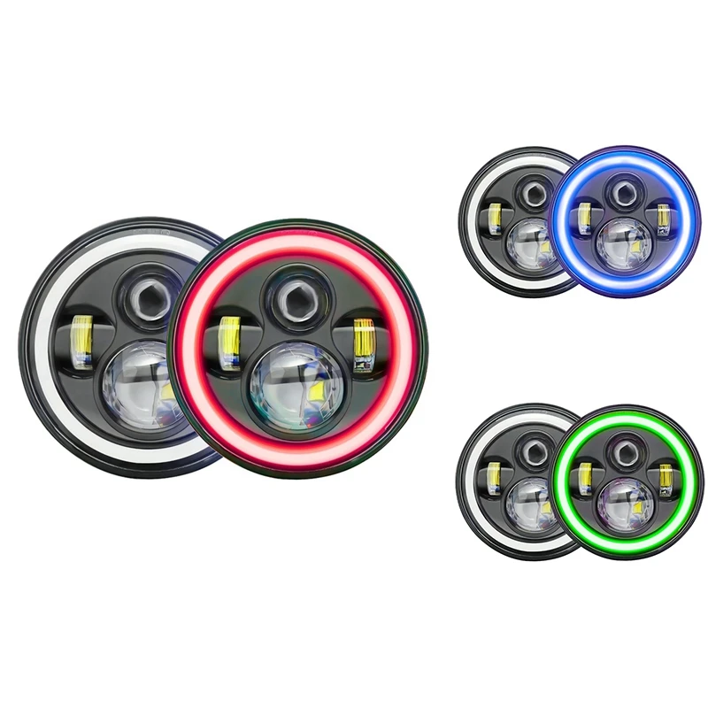 Faro LED Halo da 7 pollici Fascio Hi/Lo con indicatore di direzione ambrato DRL blu per accessori per parti Jeep Wrangler JK TJ CJ (blu)