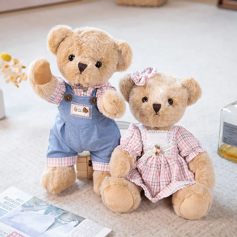 35cm Creative Arm Mobility Couple Little Bear Plush Toys Cute Stuffed Animals Bears Plushies Soft Kids Dolls Couple Wedding Gift