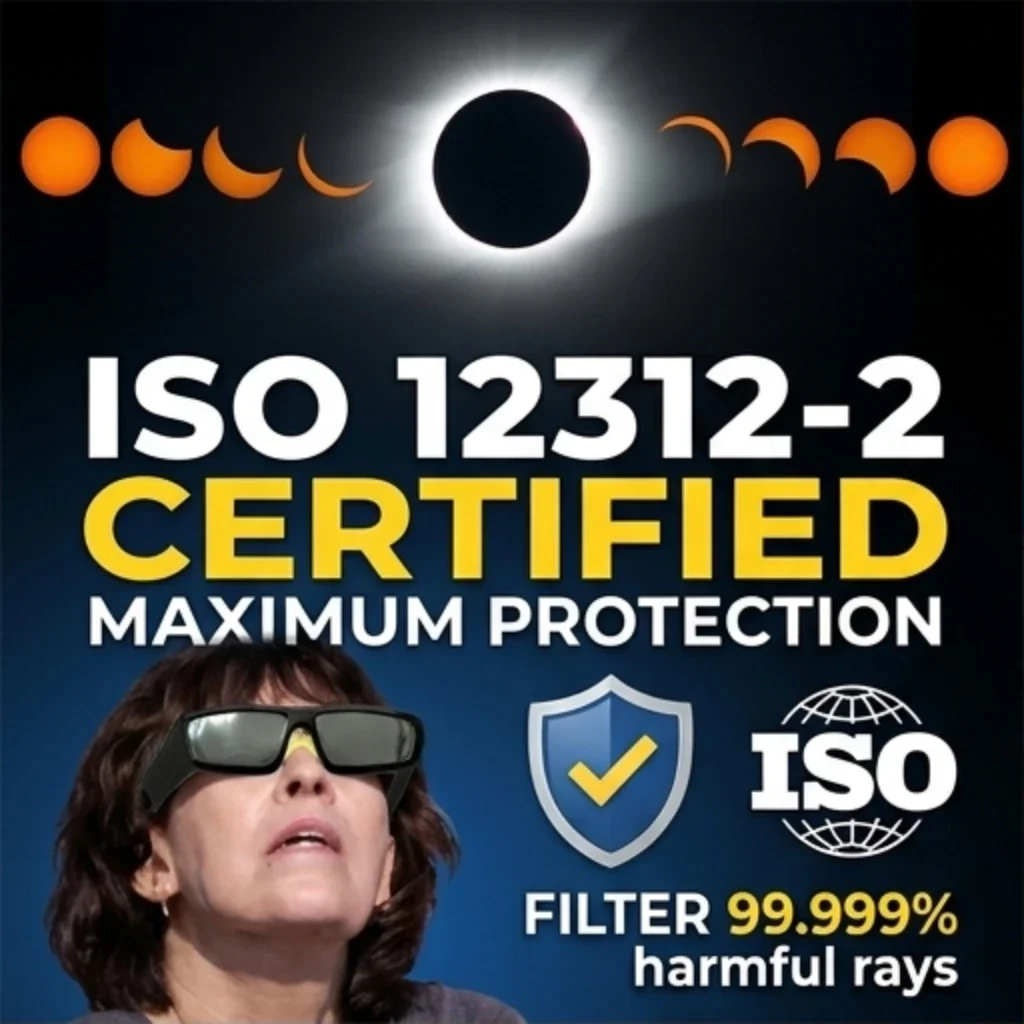 Sichere Sonnenfinsternis-Brille mit Kunststoffrahmen, professioneller Solar-Viewer für direkte Sonnenbeobachtung, Brille für totale Sonnenfinsternis – Detail 1