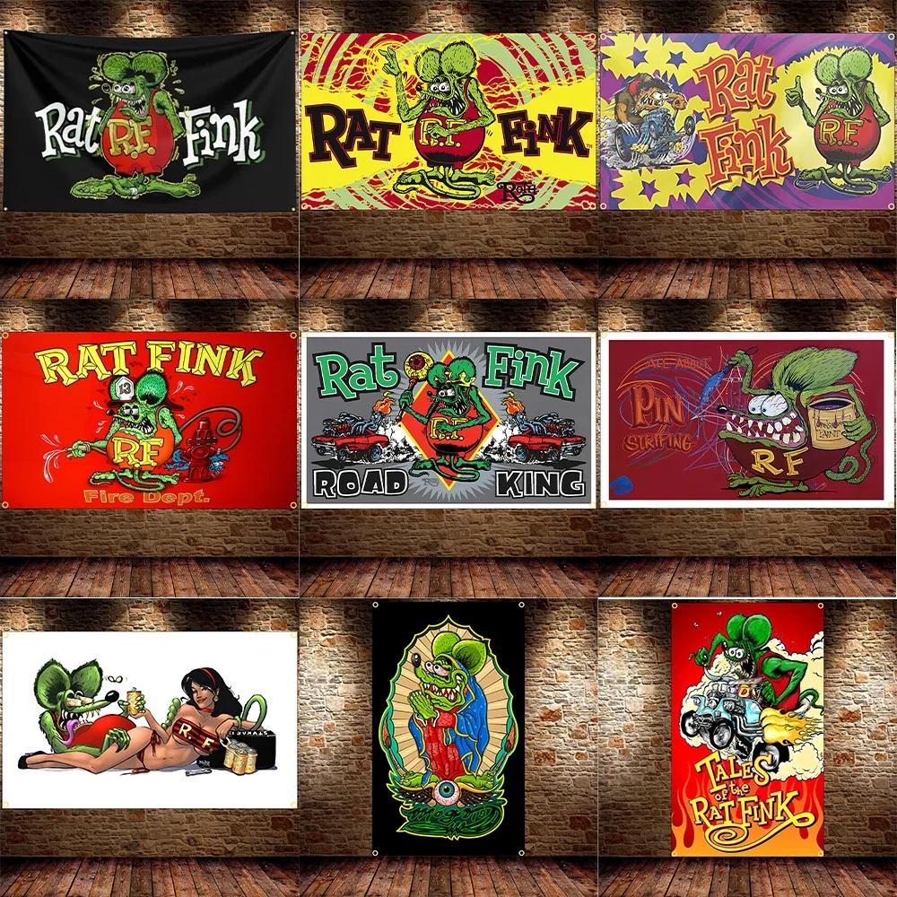 90x150cm 3X5fts Rat Fink Choppers Flag Flying Banner For Decor Indoor Outdoor