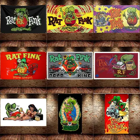 90x150cm 3X5fts Rat Fink Choppers Flag Flying Banner For Decor Indoor Outdoor