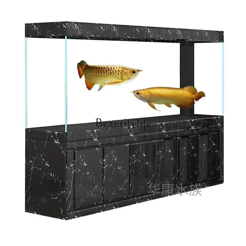 

FG26Ultra-white glass fish tank living room household medium and large floor tank bottom filter Jinlong fish tank can be customi