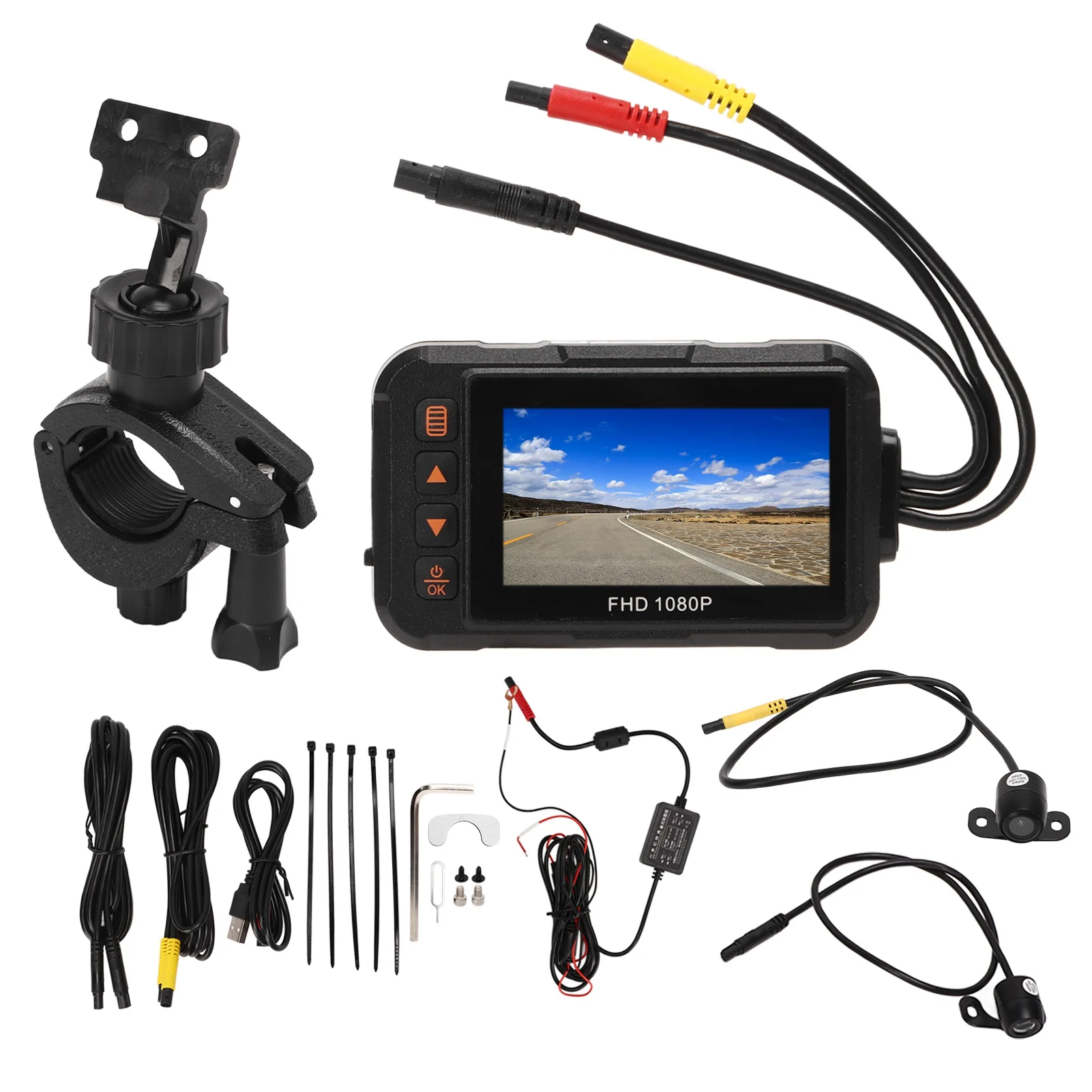 3in Motorcycle Dash Cam 1080P Front Rear Video Driving Recorder Loop Recording G Sensor Parking Monitoring Waterproof Action