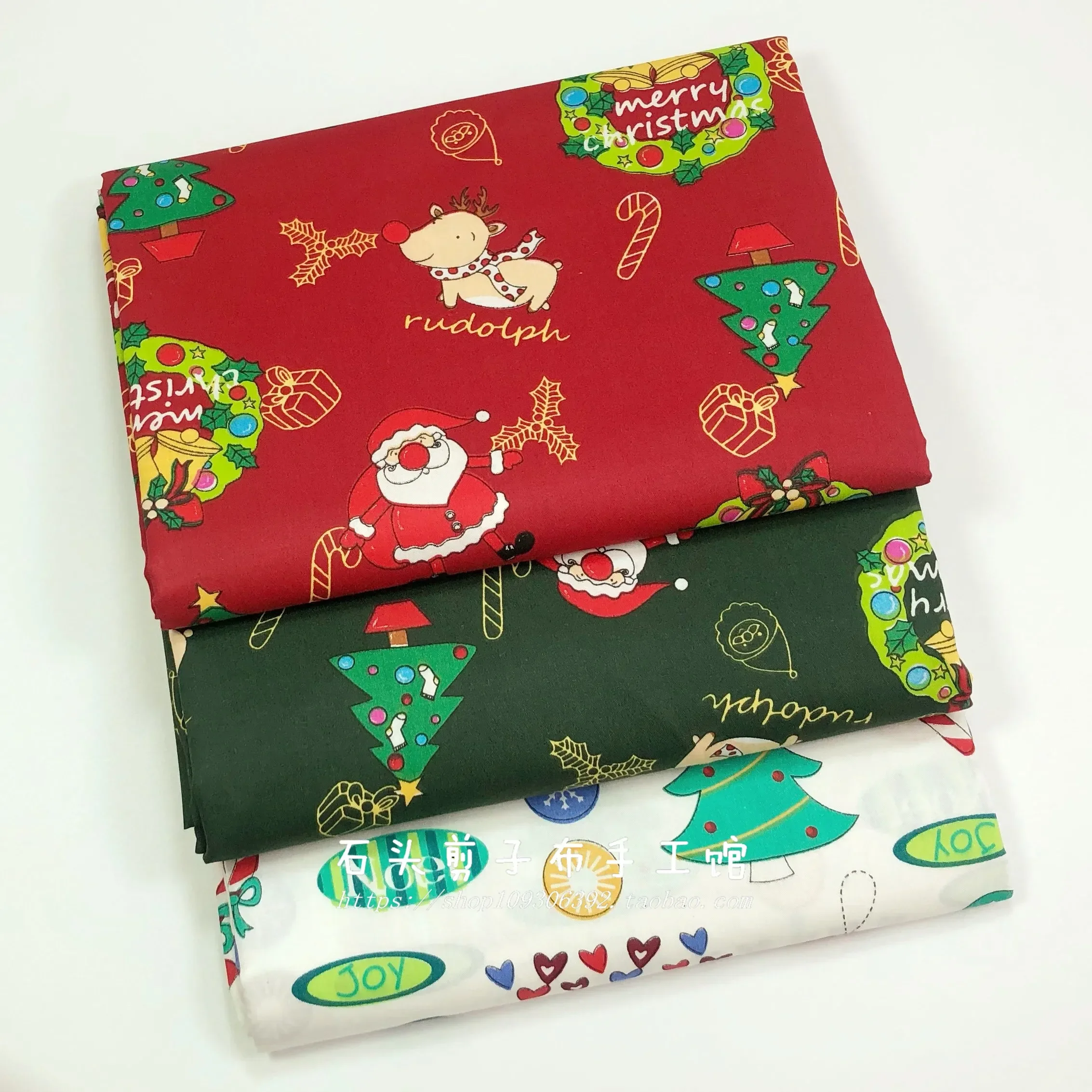 160x50cm Christmas Tree & Santa Claus Twill Cotton Fabric for DIY Handmade Sewing Bedding Home Decoration