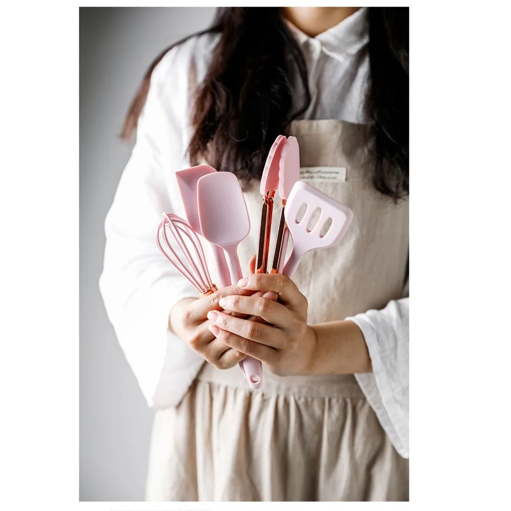 5 Pcs, Mini Silicone Cookware Set, Non-Stick Silicone Cake Spatula, Food Clip, Stirring Oil Brush, Baby Food Supplement Kitchen