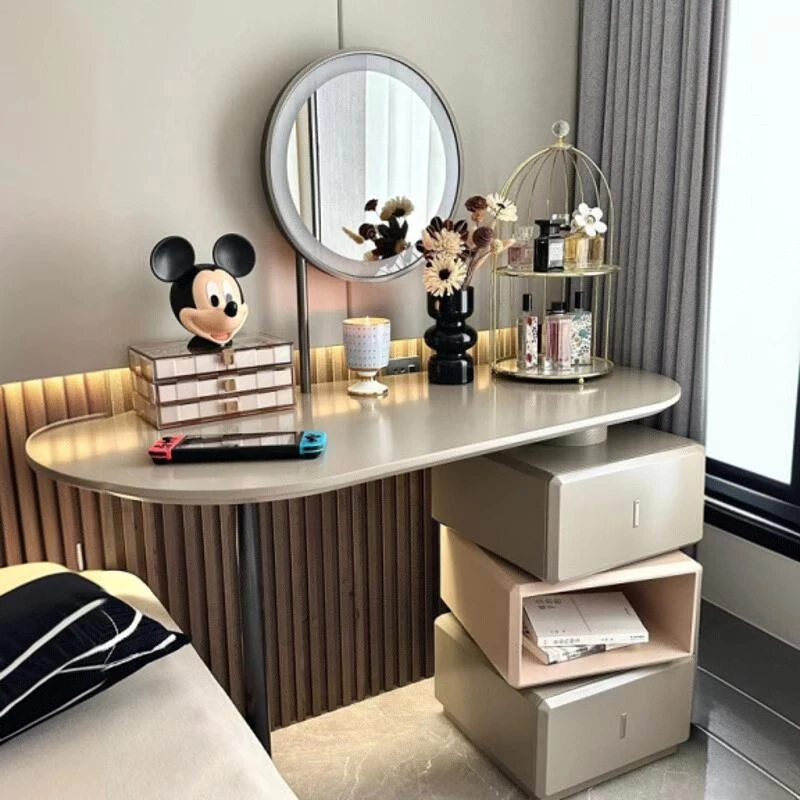 

Luxury Women Vanity Table Modern Bedside Makeup Bedroom Dressing Table Mirror Chair Mesa De Maquillaje Lounge Suite Furniture