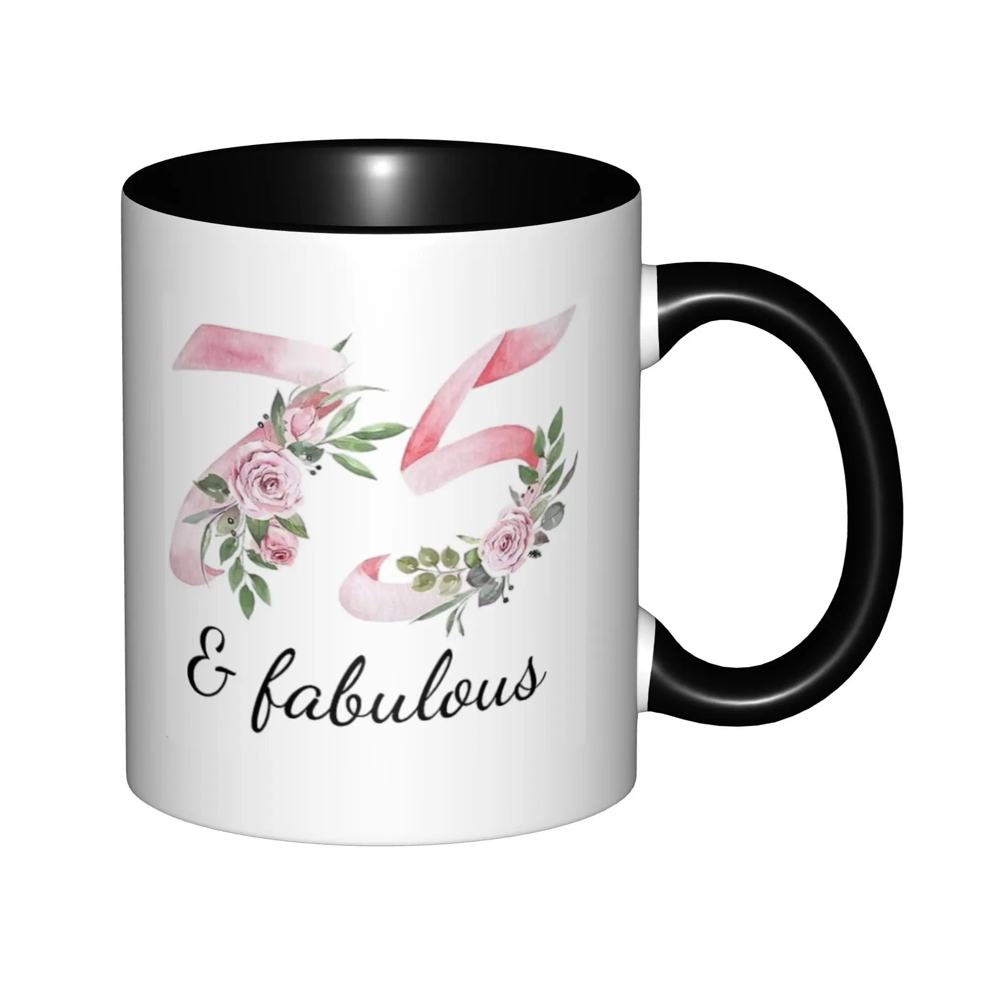 

75 & Fabulous 1955 Gifts Ideas for 70 Years Old Women Mom Sisters Grandma Mugs For Birthday Coffee Mugs Ceramic Tea Cups 11oz