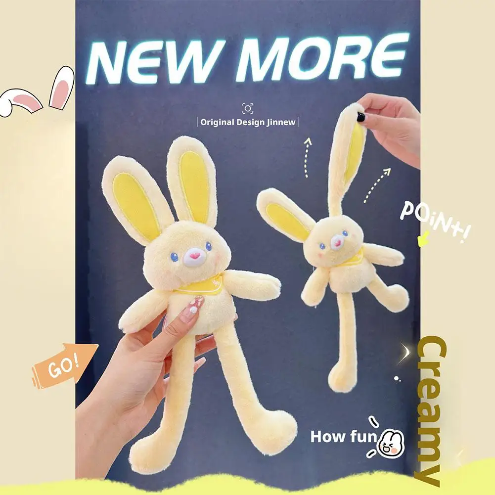 Hochziehbares Kaninchen-Plüschtier, weicher gefüllter Hase-Schlüsselanhänger, niedliches Hängedekor, Stressabbau, Schultaschen-Anhänger, Geschenk für Kinder, 30 cm