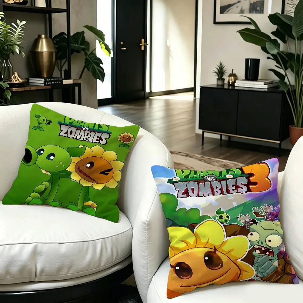 Classic Game P-Plants Vs Z-Zombies Personalized Picture Text Home Decorative Pillows Household Gifts 45x45cm