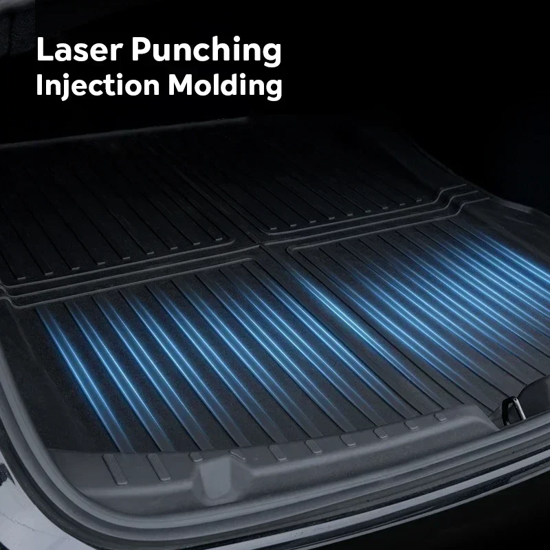 ل تسلا نموذج Y/3 2019-2023 التغطية الكاملة الحصير الخلفي الجذع TPE المقعد الخلفي مسند الظهر وسادة واقية البضائع بطانة مكافحة ركلة الوسادة