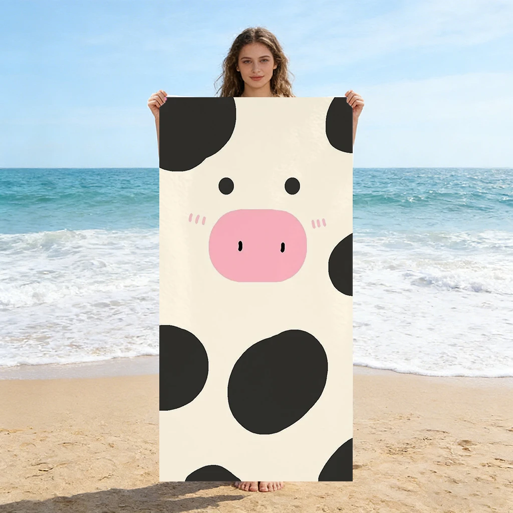 1pc Cartoon Cow Beach Towel Quick-drying Towel Super Absorbent Suitable for Beach Vacation Pool Swimming Summer Gift for Friends