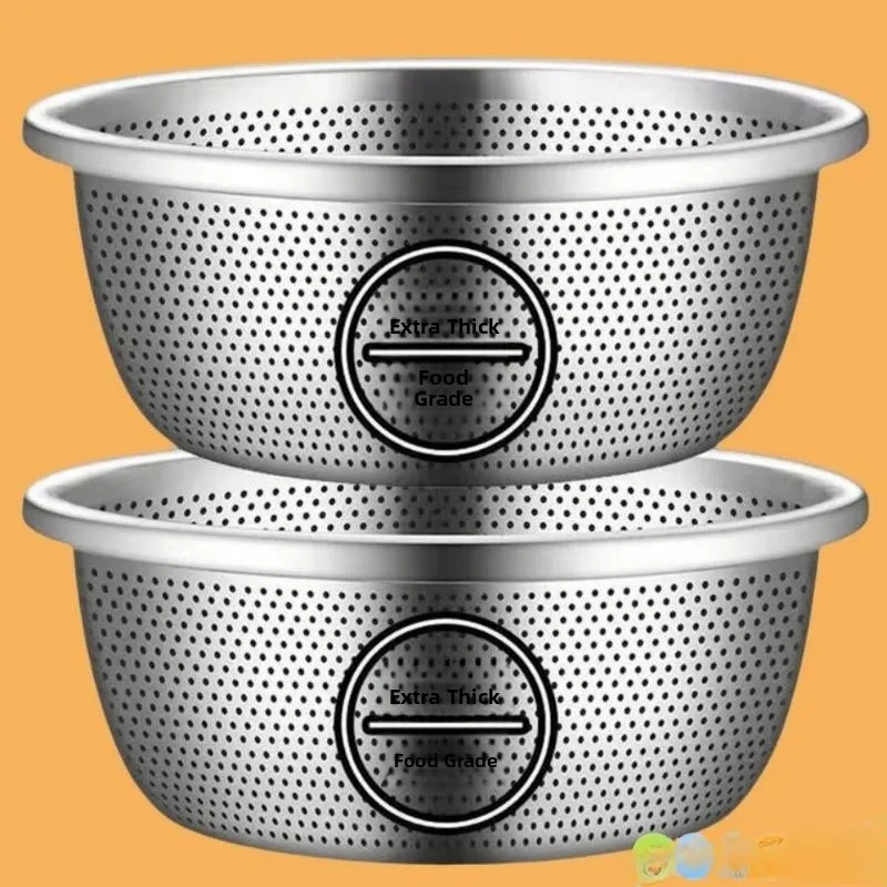 

Stainl Steel Thiened Drain Basket Home Use Vegetable Waing Basin Rice Waing Sieve Kitchen ential Fruit Basket