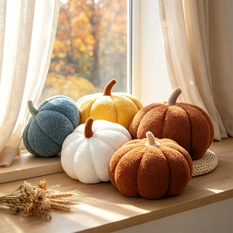35CM Multicolored Cute Pumpkin Plush Toy Soft Stuffed Plant Plushie Doll Kid Sleeping Partner Pillow Fun Halloween Birthday Gift