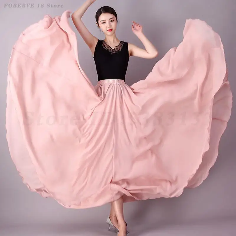Kobiety cygańskie długie spódnice szyfonowa baletowa spódnica do tańca brzucha występ na scenie duża spódnica typu swing Yi ujgurskie tybetańskie kostiumy do tańca