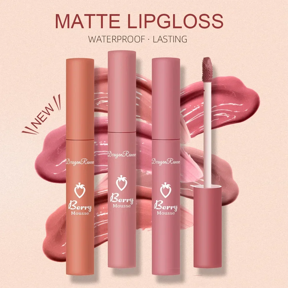 Heallor 12colors Matte Lip Gloss Berry Mousse Velvet Lip Glaze Waterproof Lasting Not Easy To Fade Lipstick Sexy Lip Makeup Cosm