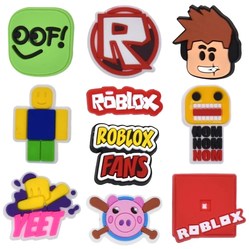 Roblox 게임 신발 꽃 만화 학생 신발 버클, 카와이 장식 샌들 액세서리 선물, 10 개