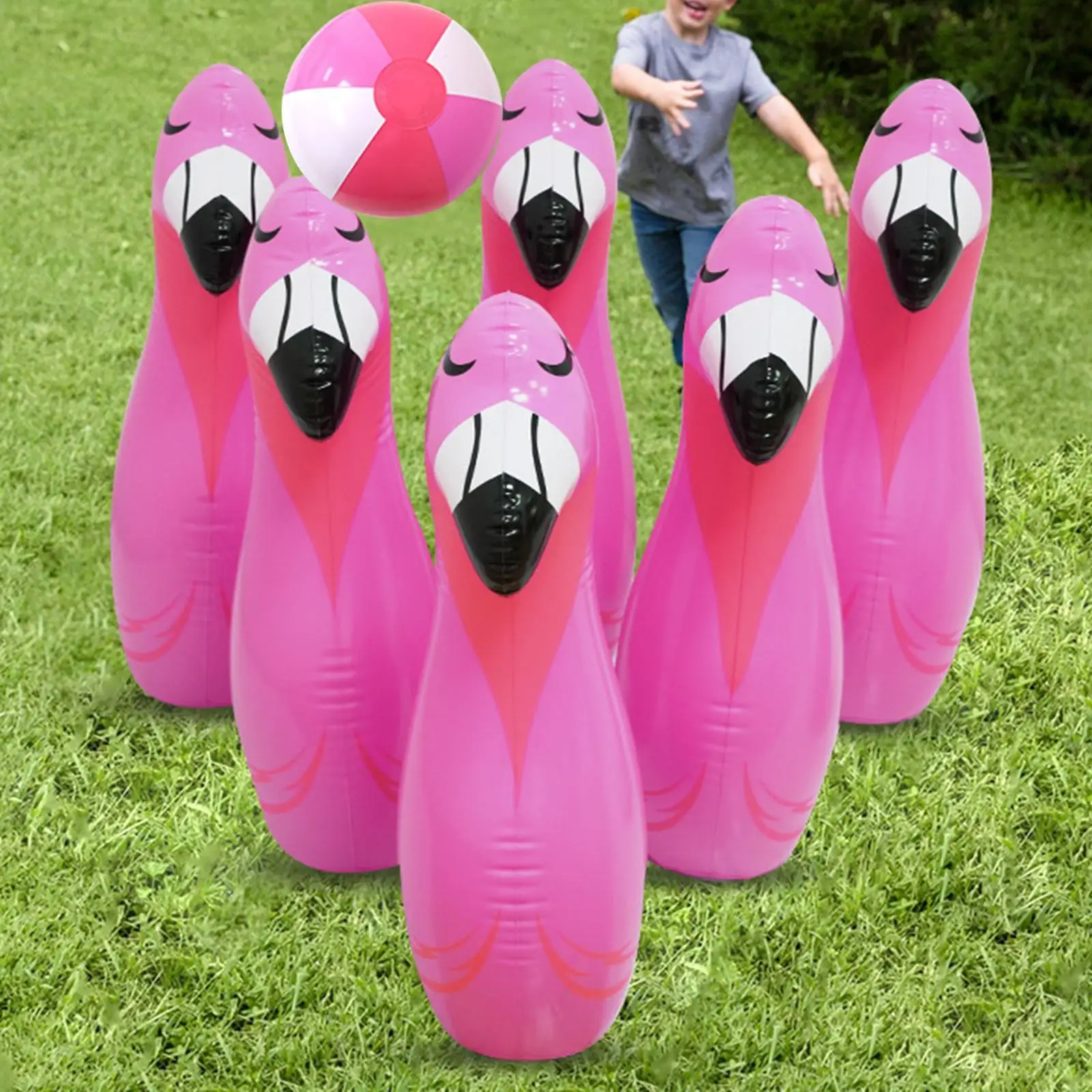Juego de bolos inflable con flamencos, juegos de interior y exterior, pelota de juego de fiesta y bolos para reuniones, actividades y oficina