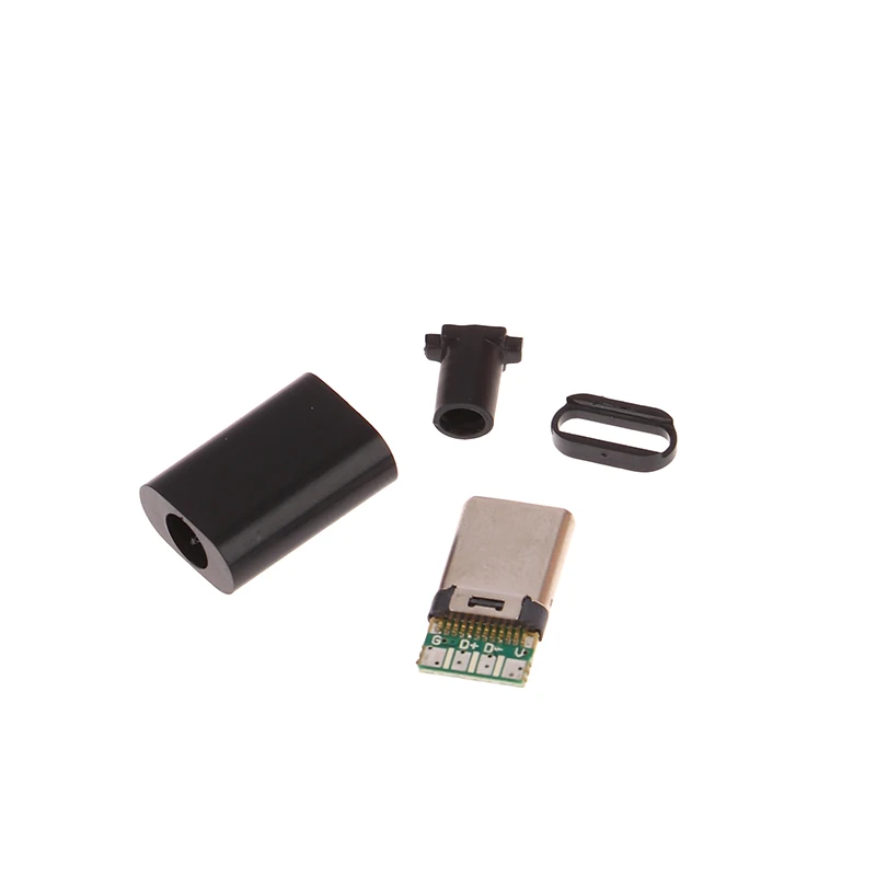 Mini USB Micro USB Tipo C Cabeça Masculina com Bainha, Conector Jack, Shell De Plástico, Tomada Da Cauda, Plug Terminal, 5 Conjuntos