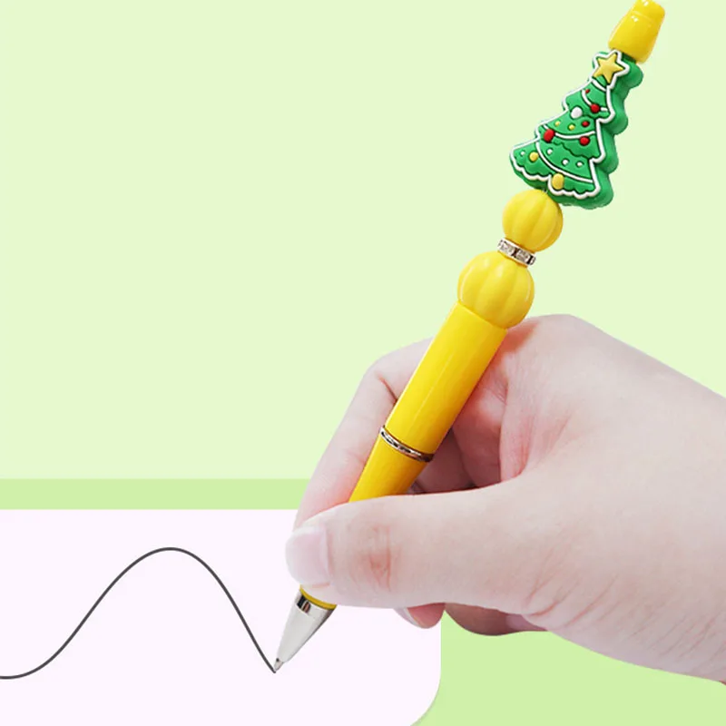 Christmas 8pcs 8 Colors Creative Diy Beaded Colored Plastic Multi-functional Rotary Ballpoint Pen Christmas Student Gift