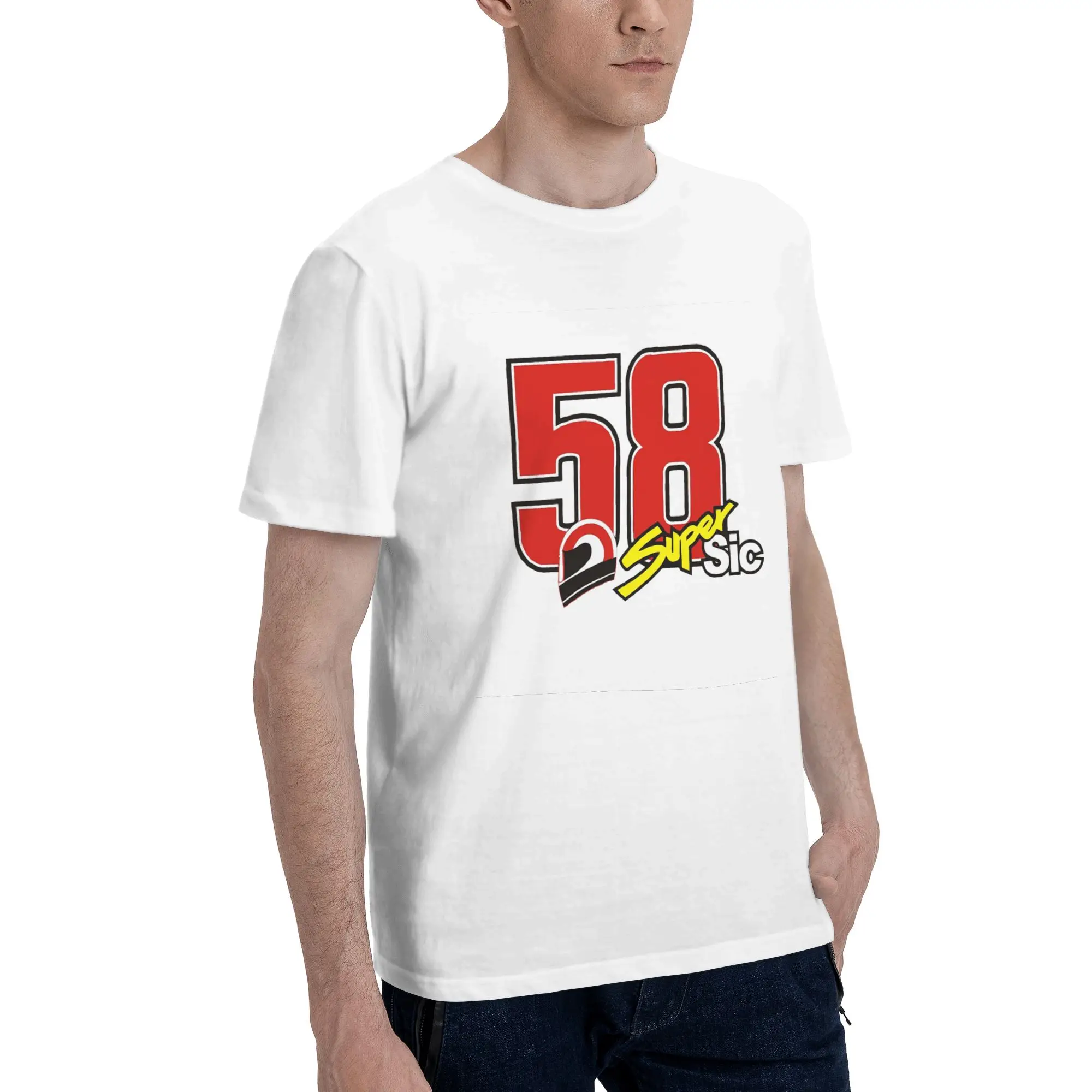 

Marco Simoncelli 58 Super Sic Men T-Shirt Plus Size T Shirts Men's Round Neck Cotton Tees Short Summer Male