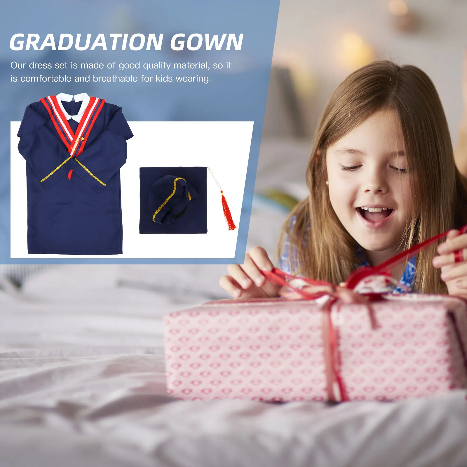 

Children'S Graduation Gown Baccalaureate Costume Formal Dress For Campus Stage Performance Photo Cosplay Party Set Thicker Long