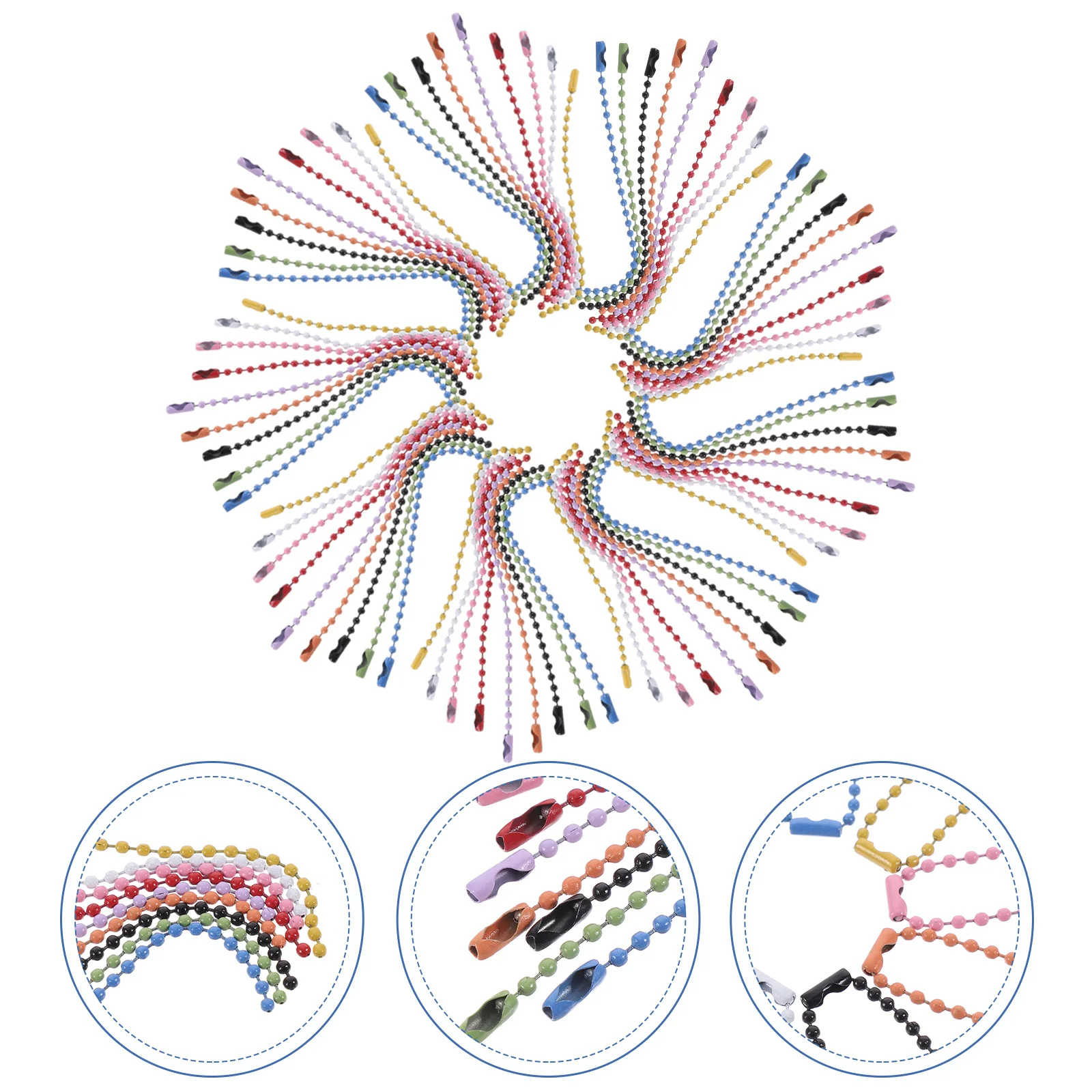 

100 Pcs Dog Tag Chain Christmas Tree Beaded Key Chains Bulk for Necklaces Decorative Jewelry Making Keychain Bracelet